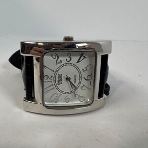 Embassy by Gruen Quartz Silver Tone Dial Faux‎ Leather Band Watch Ladies